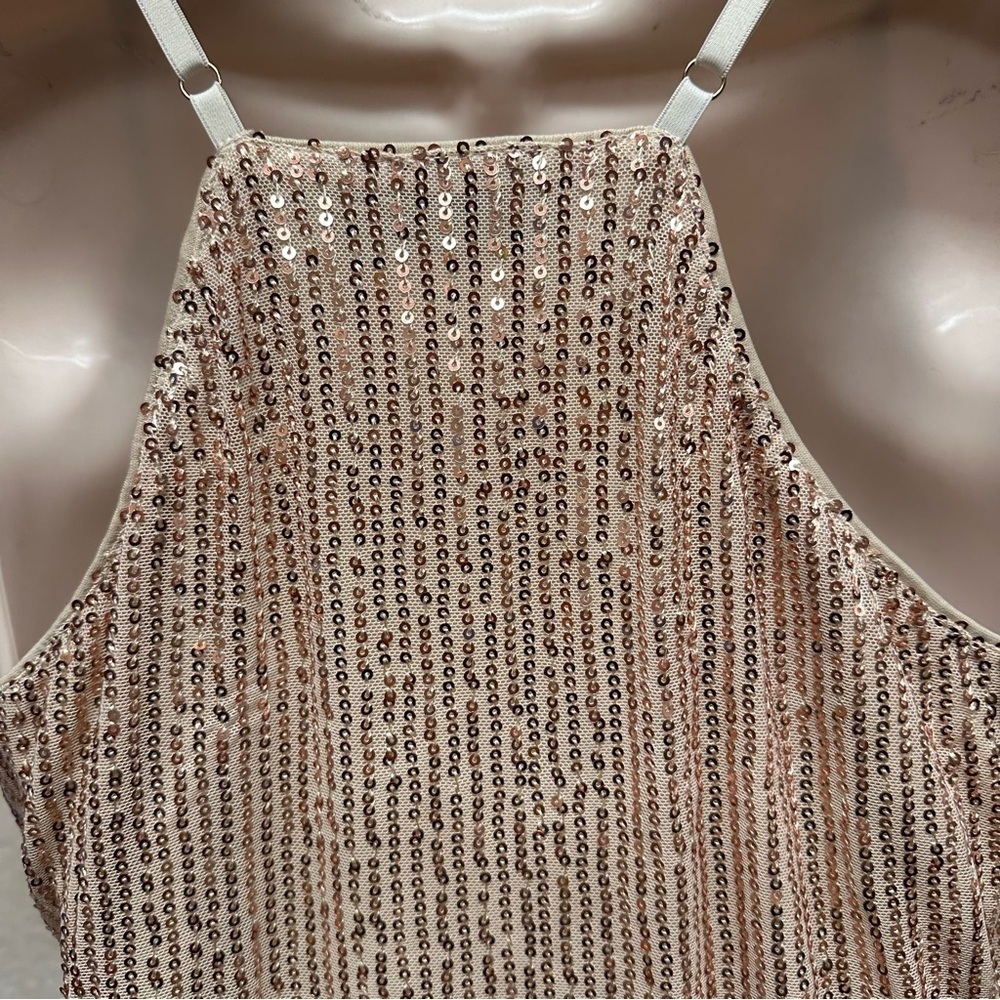Grace Karin women’s sequined wrap tank top champagne size medium party disco - Picture 4 of 8